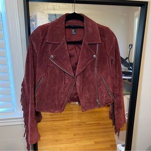 Western Style Suede Jacket with Fringe